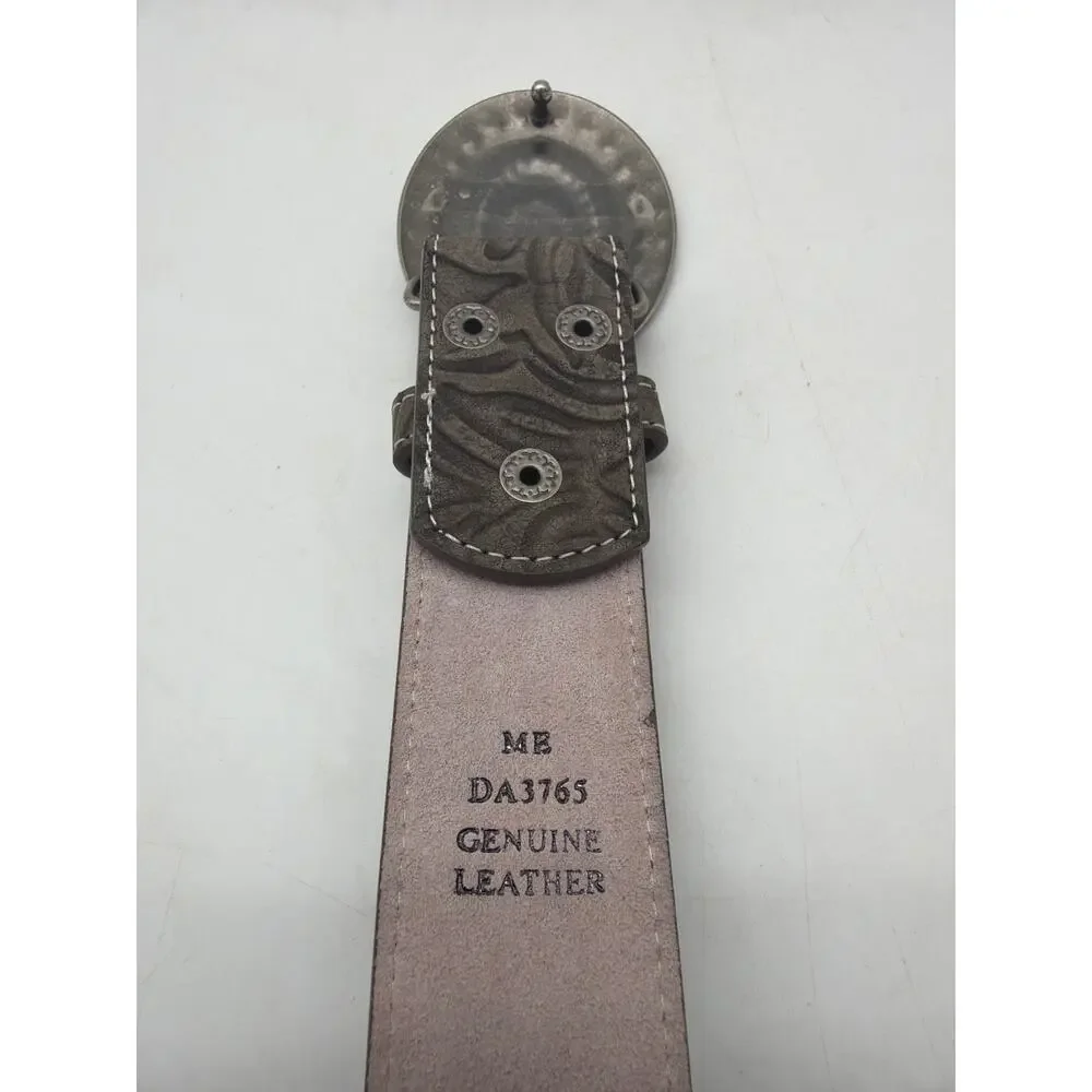 Angel Ranch DA3755 Grey embossed‎ belt with pewter buckle 34”
